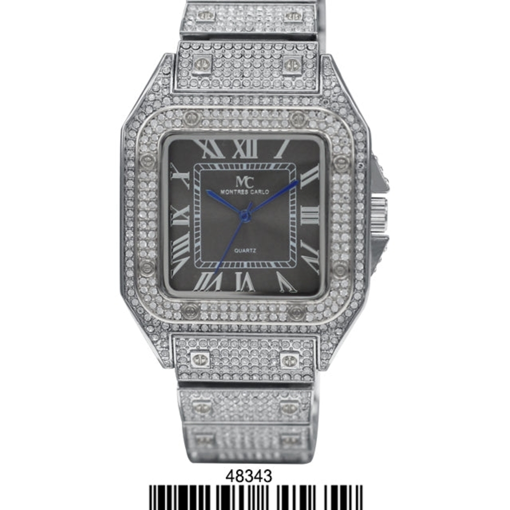 Silver Watch with Black Dial